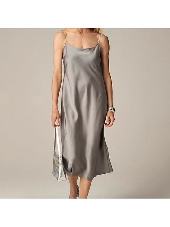 J. Crew Other - J. Crew Silver-Gray Satin Slip Dress with Spaghetti Straps